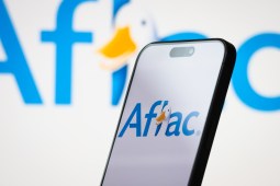 The logo of Aflac displayed on a smartphone.