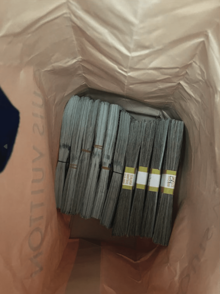 In the indictment filed against Antropenko, authorities included two images of U.S. cash in a Louis Vuitton shopping bag that investigators said they found on Bednarchik&rsquo;s iCloud account. Metadata from the photos showed they were taken within 21 seconds of each other on April 10, 2022.