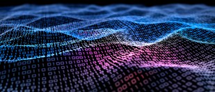 Binary code depicted in waves.