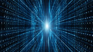 Abstract digital data and code matrix.